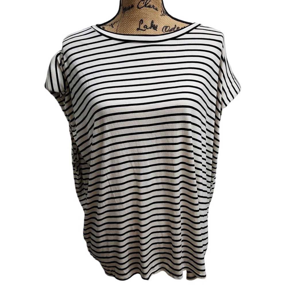 Lulus Womens Size XL Flair for the Dramatic Ivory Striped Muscle Tank Top